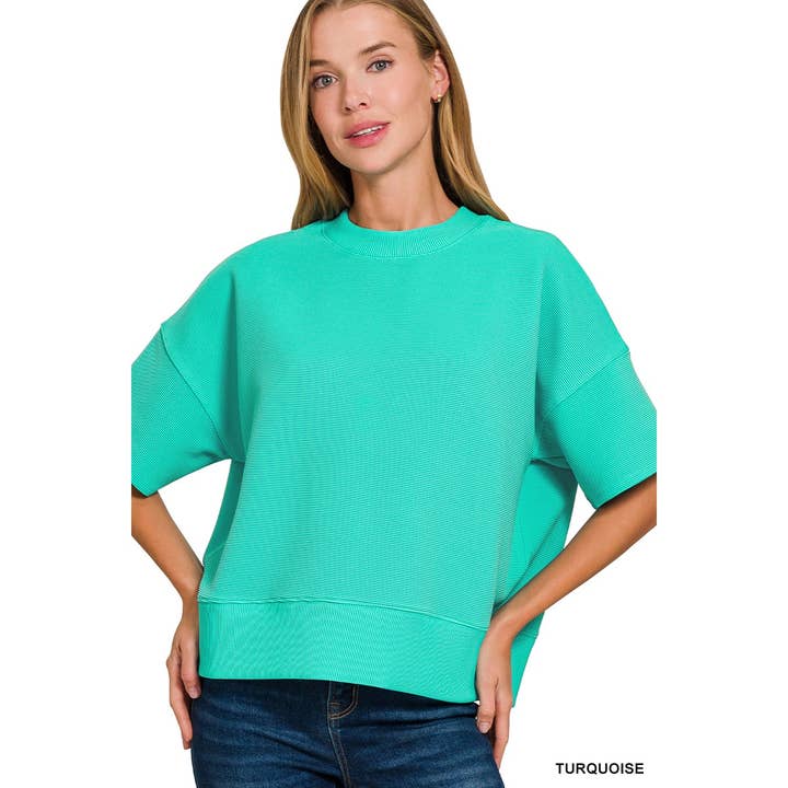 HiteJeans - Wholesale Knit Top - Women's - Ribbed round neck waist banded tee shirts