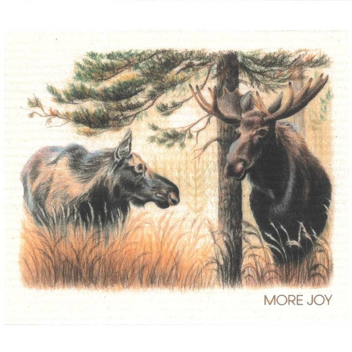 Set di due panni per piatti con design alci per la vendita all'ingrosso da parte di More Joy Home