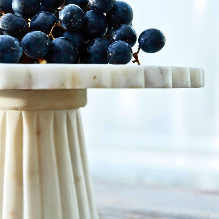 Canvas Home - Wholesale Cake stand - Verona Scalloped White Marble Cake Stand3