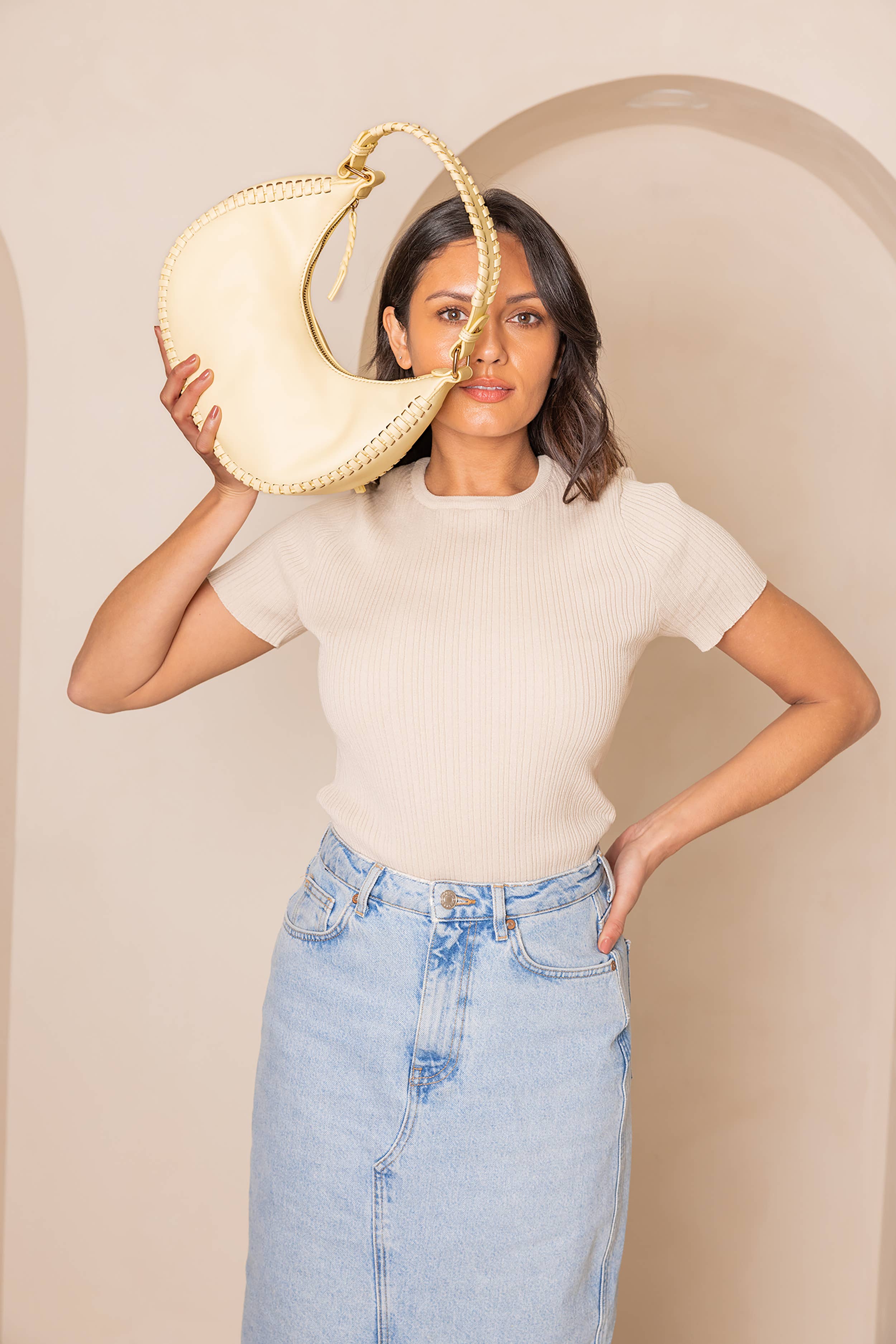 Jen & Co. - Wholesale Satchel - Women's - M2723 Aria Whipstitch Crescent Shoulder Bag8