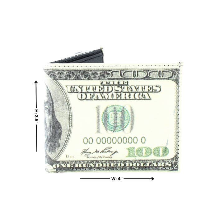 Leather Impressions Inc - Wholesale Wallet - Men's - Old $100 Dollar Bill Vegan Leather Bi Fold Wallet # VL 502
