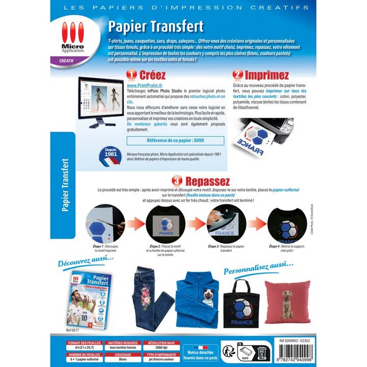 Micro Application - Wholesale Decorating Tool - T-Shirt Transfer Paper for Coloured Textiles - 6 sheets of A4 Dark Cotton Transfer Paper1