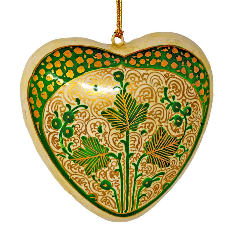 Fair to Trade Ltd - Wholesale Ornamentset - Papier-maché Hangend Hart Decoratie - Diverse Chinar Blad2