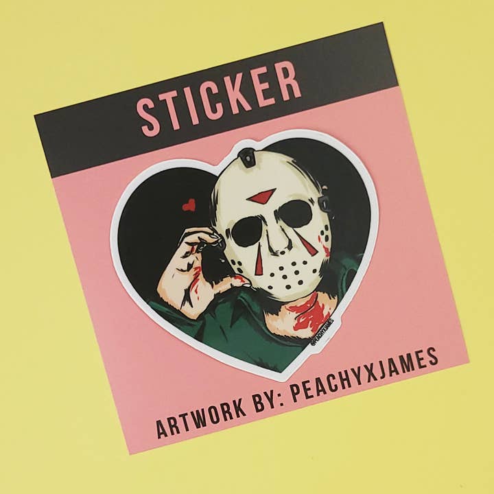 PeachyxJames – Adesivo por atacado – Jason Voorhees - Autocolante de Vinil de Coração de Fã com Ícone de Horror 1