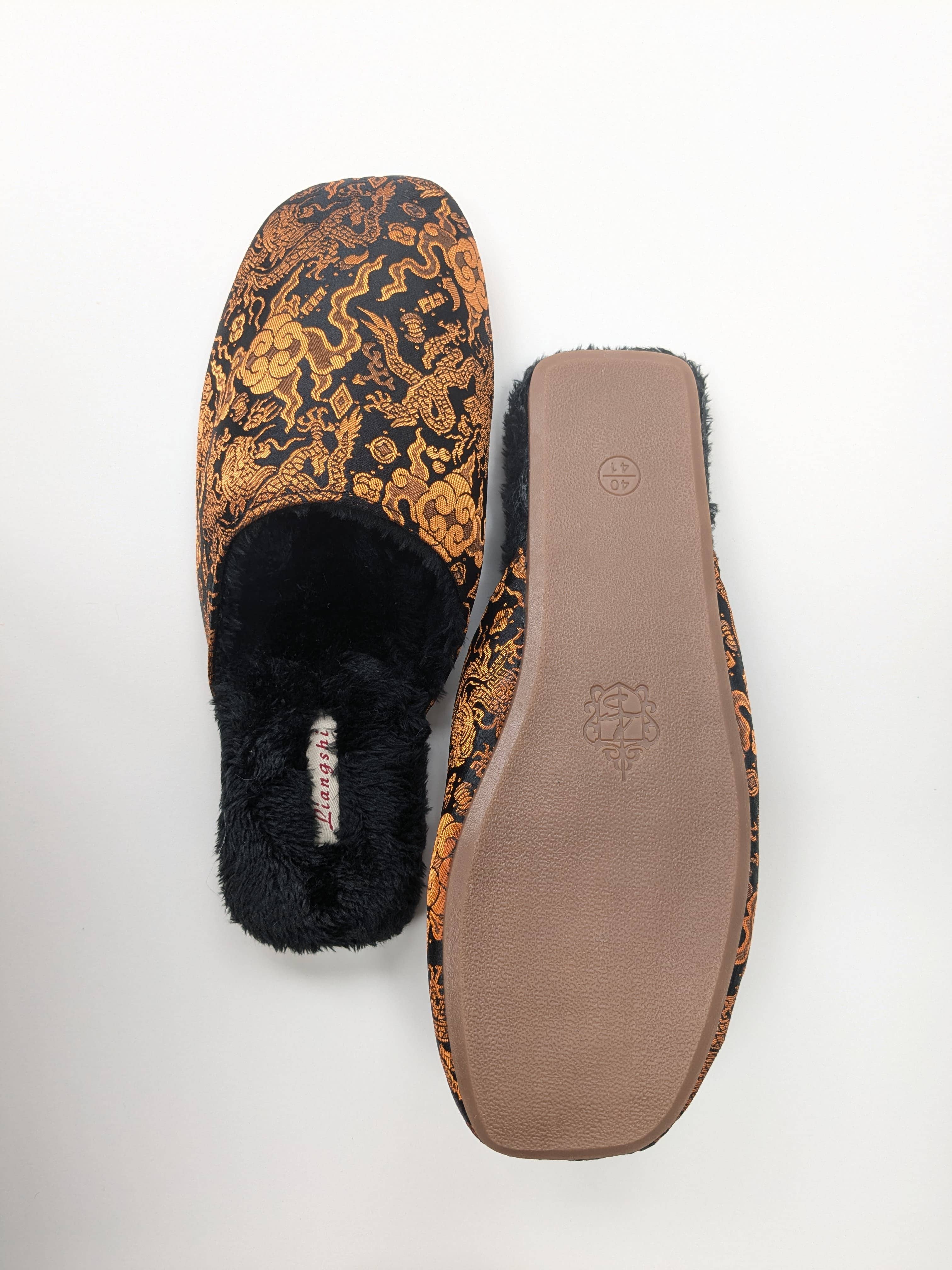 Lian Collection - Wholesale Slippers - Unisex - Unisex Embroidered Dragon Slippers – Faux Fur Lined 2