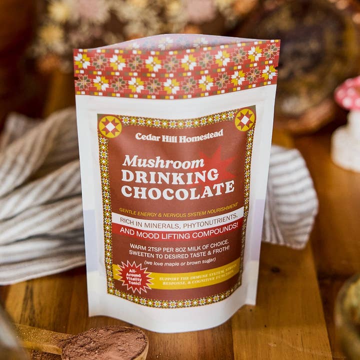 Chocolat à boire aux champignons - Mélange en poudre de boisson nootropique pour la vente par Cedar Hill Homestead