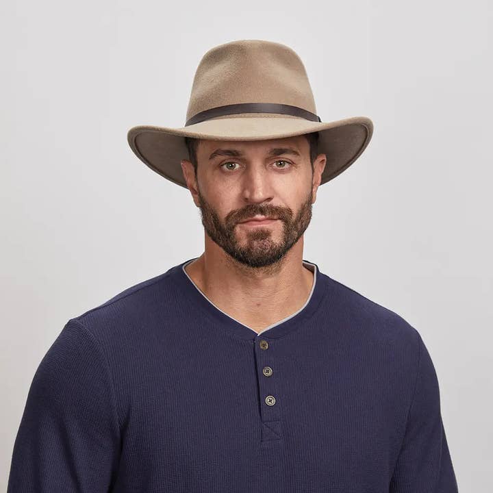 American Hat Makers - Wholesale Fedora - Unisex - Crushable Wool Felt Outback Hat - Style Pathfinder26