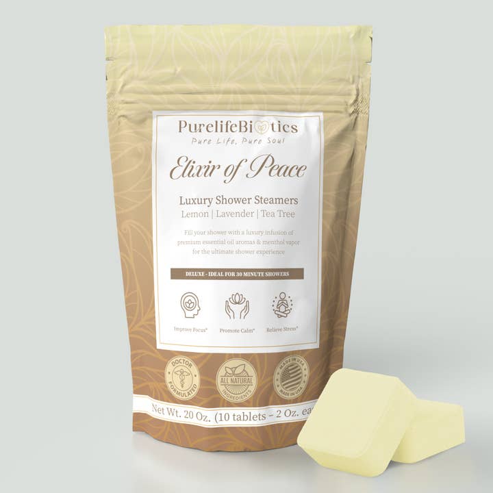 PurelifeBiotics - Vendita all'ingrosso Bombe/Compresse vaporizzanti da doccia - Elisir di pace: lavanda e limone per un equilibrio olistico