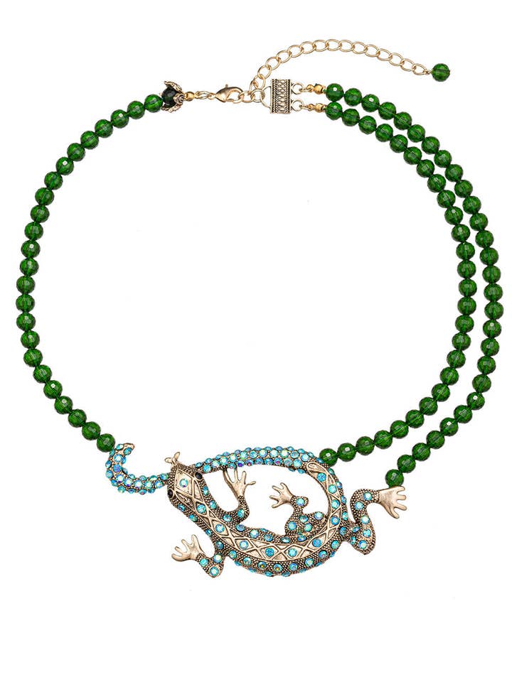 Sofia Gecko Beaded Necklace for wholesale by Eye Candy Los Angeles