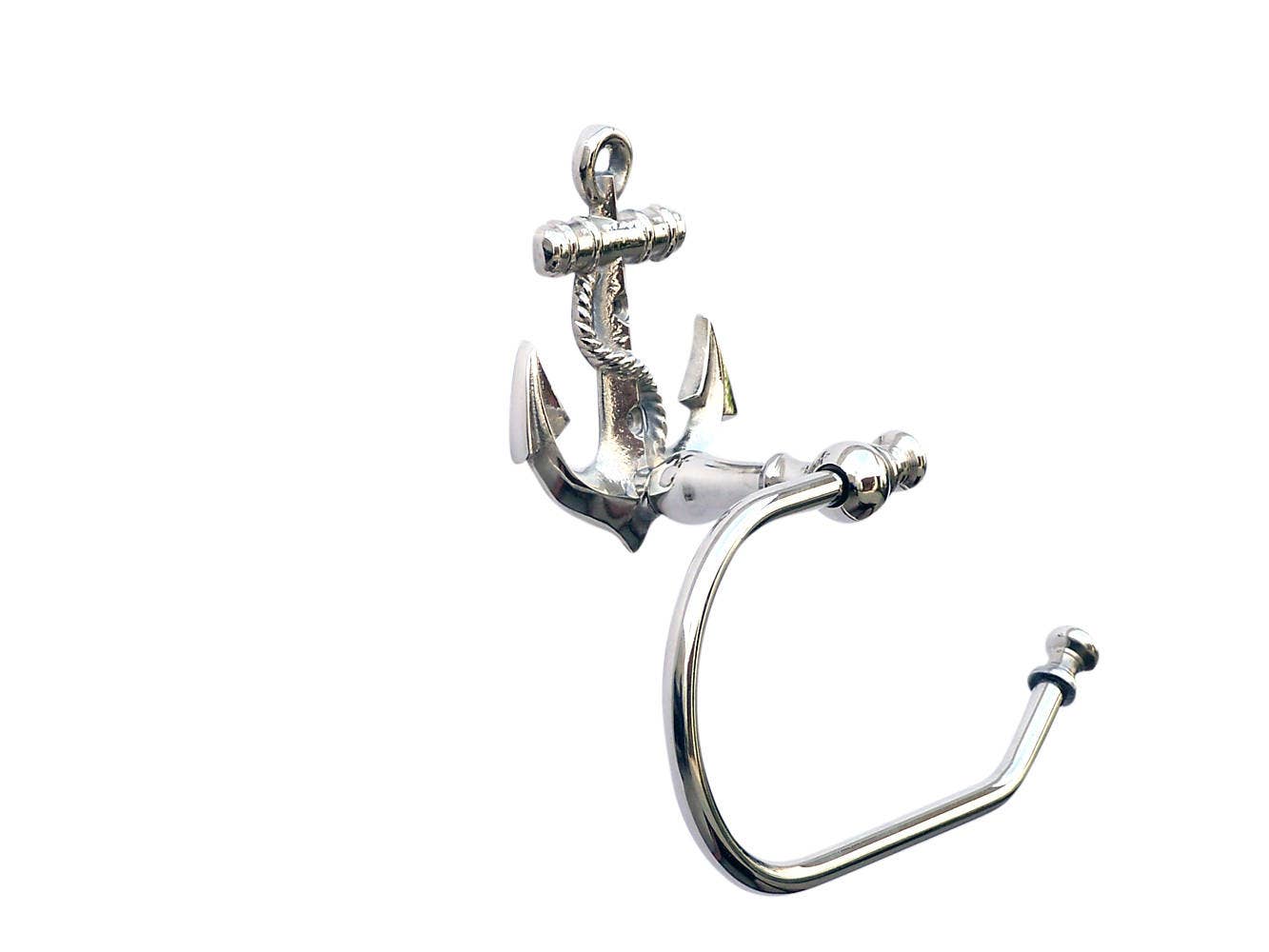 Hampton Nautical - Wholesale Towel Holder/Hanger - Chrome Anchor Hand Towel Holder 10"2