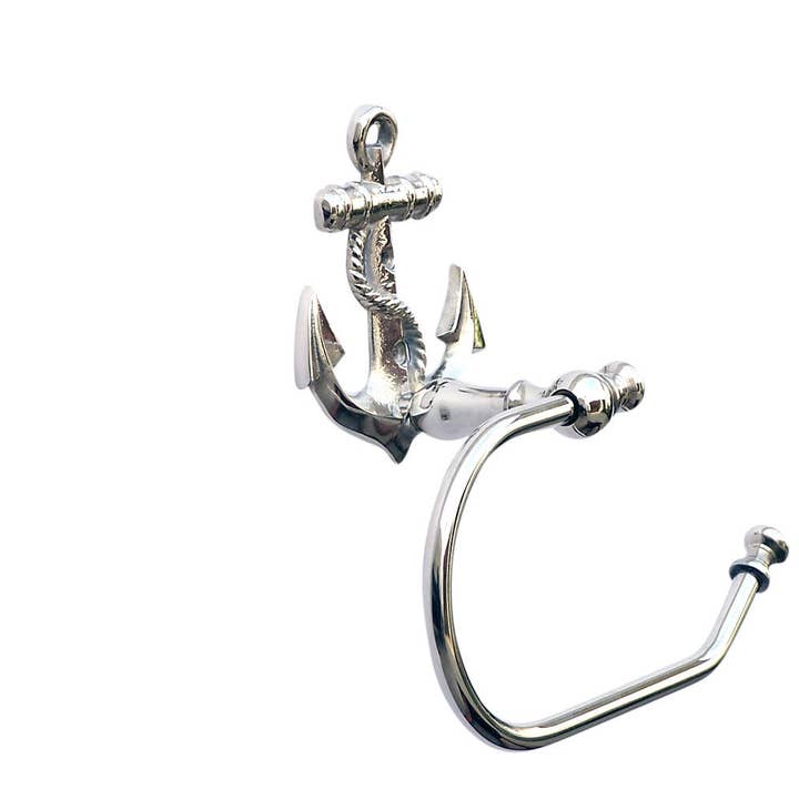 Hampton Nautical - Wholesale Towel Holder/Hanger - Chrome Anchor Hand Towel Holder 10"2