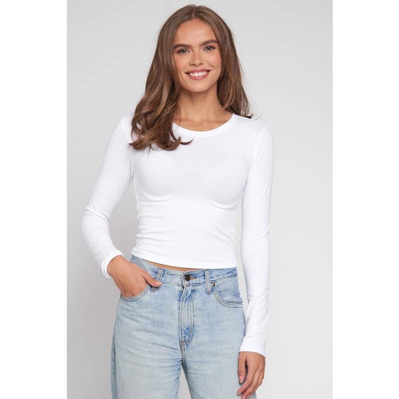 Popular 21 – wholesale Knit top – Women's – Crew Neck Long Sleeve Cotton Cropped Knit Top7