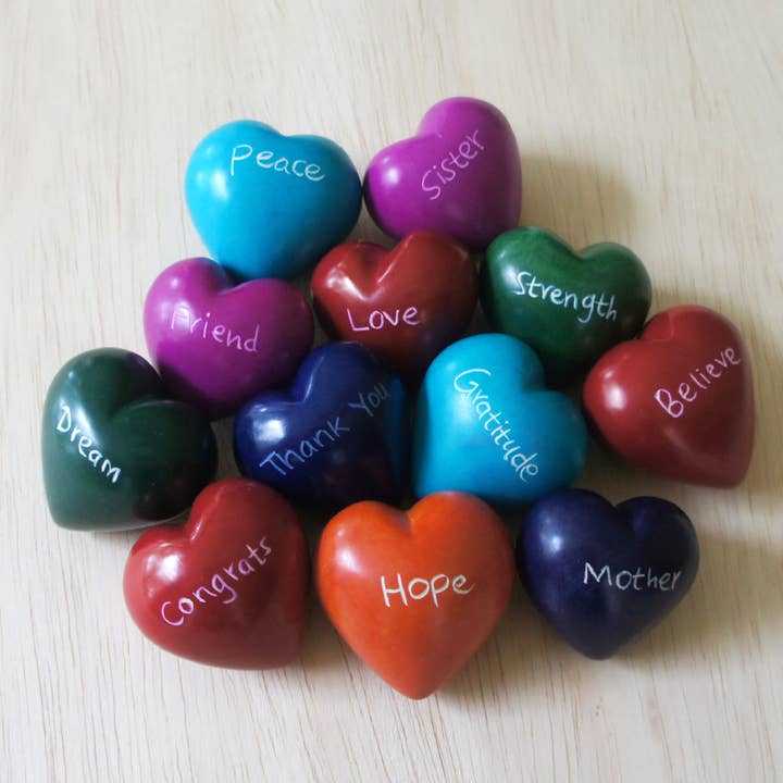 Venture Imports LLC - Wholesale Decorative Tabletop Object - Word Hearts - Set of 12 Different Words