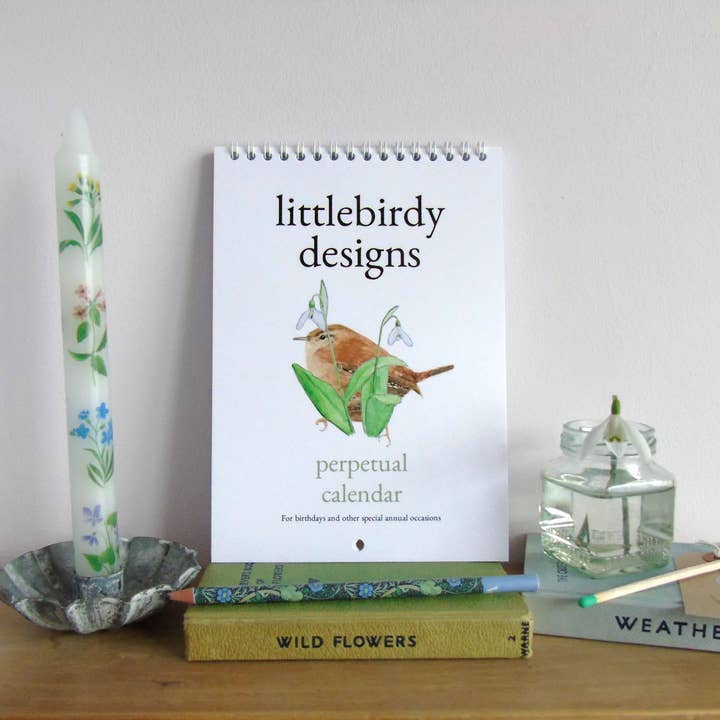 Birthday/Perpetual A5 Seasonal Wildlife Wall Calendar for wholesale by Littlebirdy Designs
