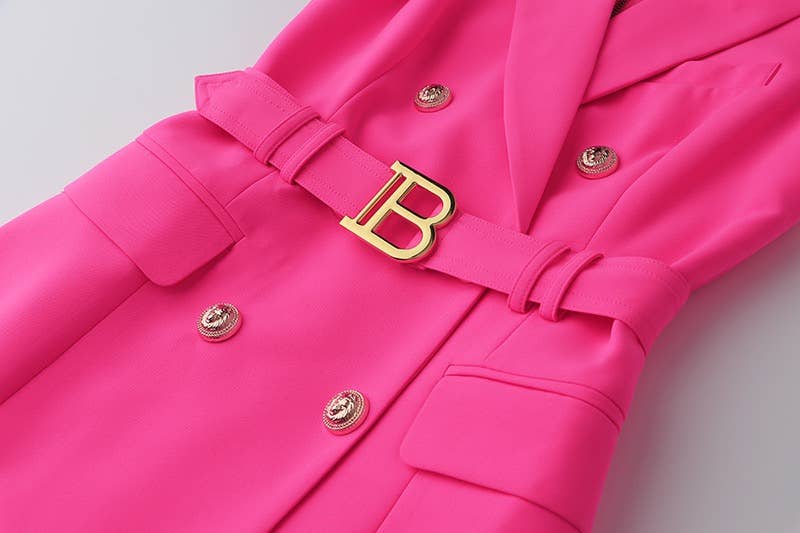 Productseeker - Wholesale Dress - Women's - DR008Y Fushcia Sleeveless Tie-Waist Suit Dress 15