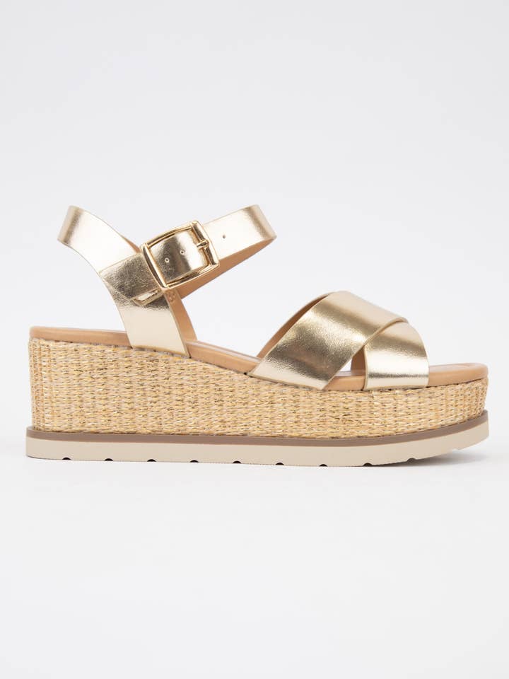 CCOCCI - Wholesale Wedges - Women's - CLEVER CRISSCROSS BAND WEDGE SANDAL