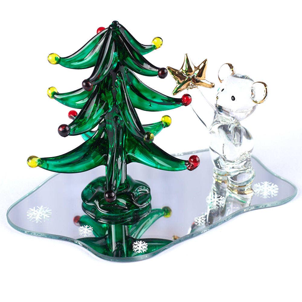 Factory Direct Craft - Wholesale Kerstdecoratie - Handgemaakte glazen berenfiguur die kerstboom versiert2