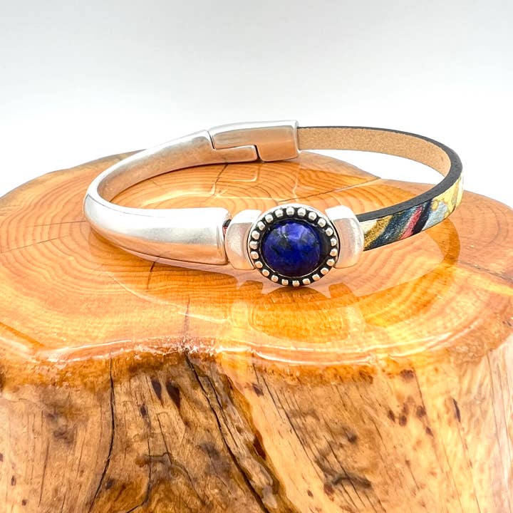 Montana Leather Designs - Wholesale Cuff Bracelet - MG Gemstone Magnetic Half Cuff3