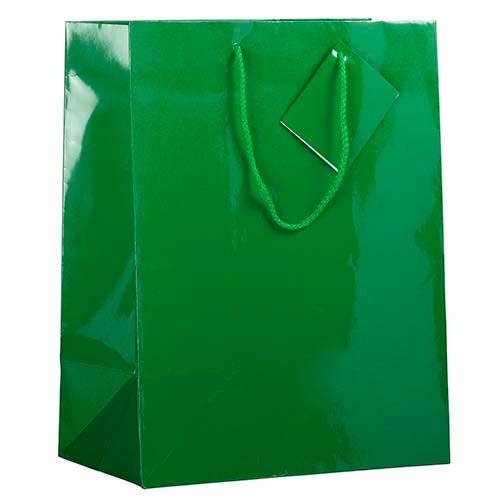 JAM PAPER - Wholesale Gift Bag - Glossy Gift Bags w/ Rope Handles, Large, 10x5x13, Green, 6PK0