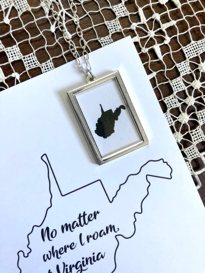 WEST VIRGINIA Black Silver Large Necklace for wholesale by Hamrick Avenue