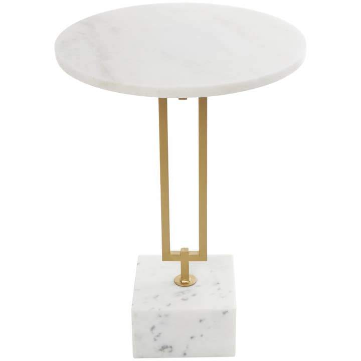 Deco Marché - Wholesale Side Table - Glam White Marble Accent Table1