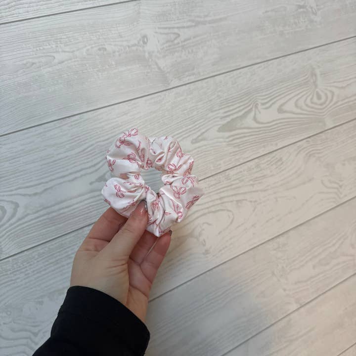 Pink bow scrunchie for wholesale by Mason Jar Designs