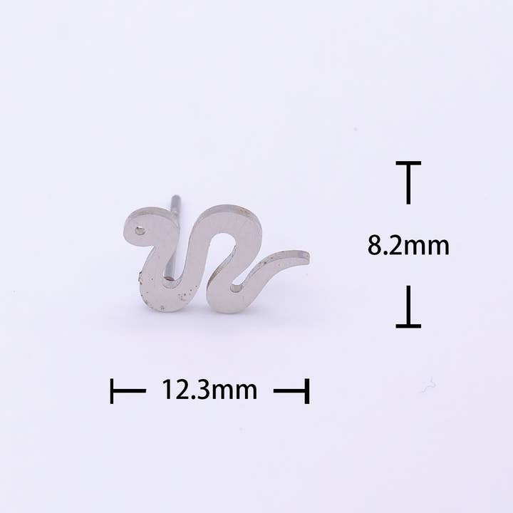 Rostfritt stål Silver Serpent Snake Minimalist Frame Stud örhängen | Y249 för wholesale av Aim Eternal