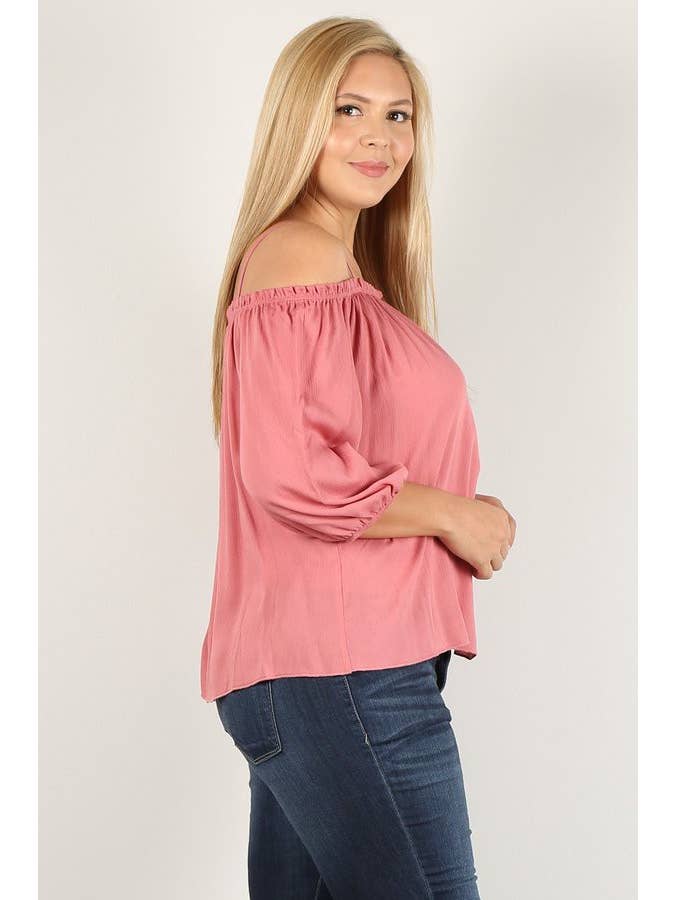 Noir Top paysan à épaules dénudées de grande taille WG16767-T en vente sur Faire2