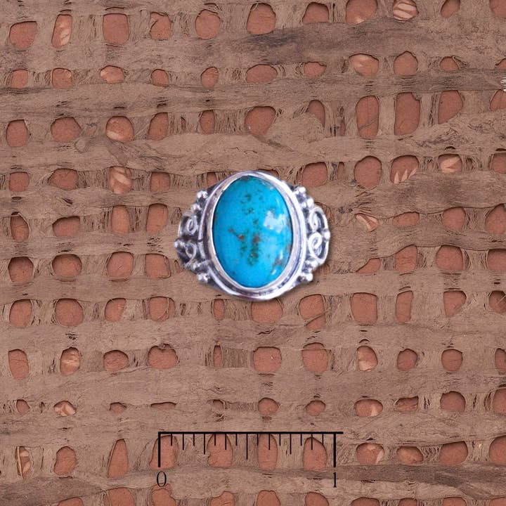 Ovaler Türkisring mit gestalteter Lünette für den Großhandel von Tidepool