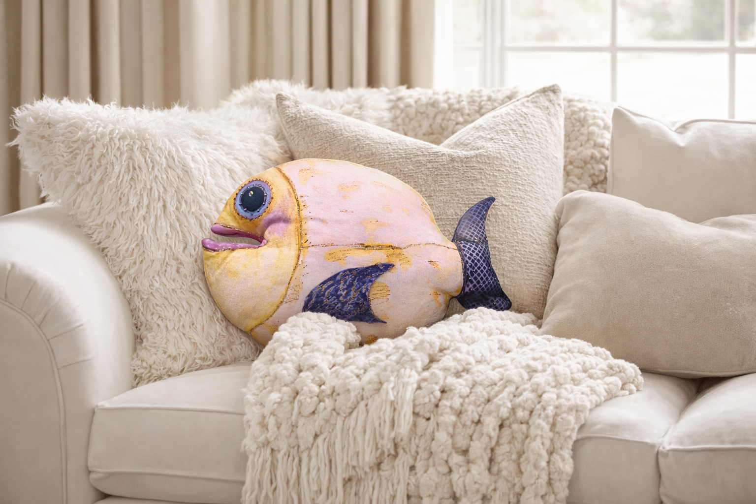 IPNG Design - Wholesale Throw/Decorative Pillow - Plush Fish-Shaped Decorative Pillow_Yellow2