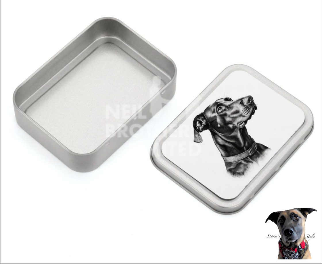 Storms Style - Vente Bocal à friandises – chien - Boîte à friandises en métal pour petit chien noir et gris - de nombreuses races21