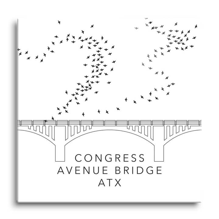 Minimalist B&W Texas Austin Congress|12x12 Glass Plaque for wholesale by Love Local