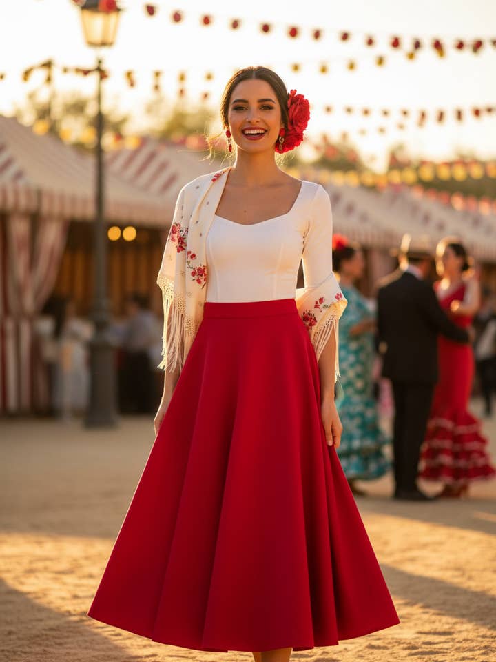 MIDI SKIRT RED 3848 for wholesale on Faire0