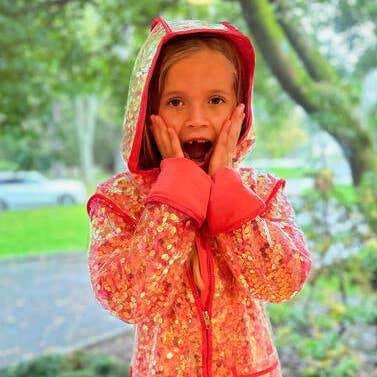 Tweenstyle by Stoopher - Imperméable à paillettes rose corail pour la vente par Tweenstyle By Stoopher