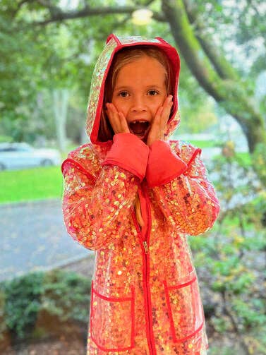 Tweenstyle By Stoopher - Wholesale Raincoat - Kids - Tweenstyle by Stoopher - Coral Pink Sequin Raincoat0