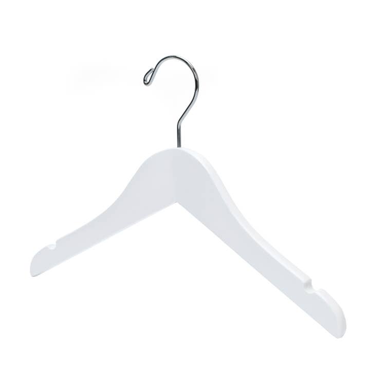 Quality Hangers - Wholesale Clothes Hangers - WK41- Kids Wooden Hanger, 12" White - 808