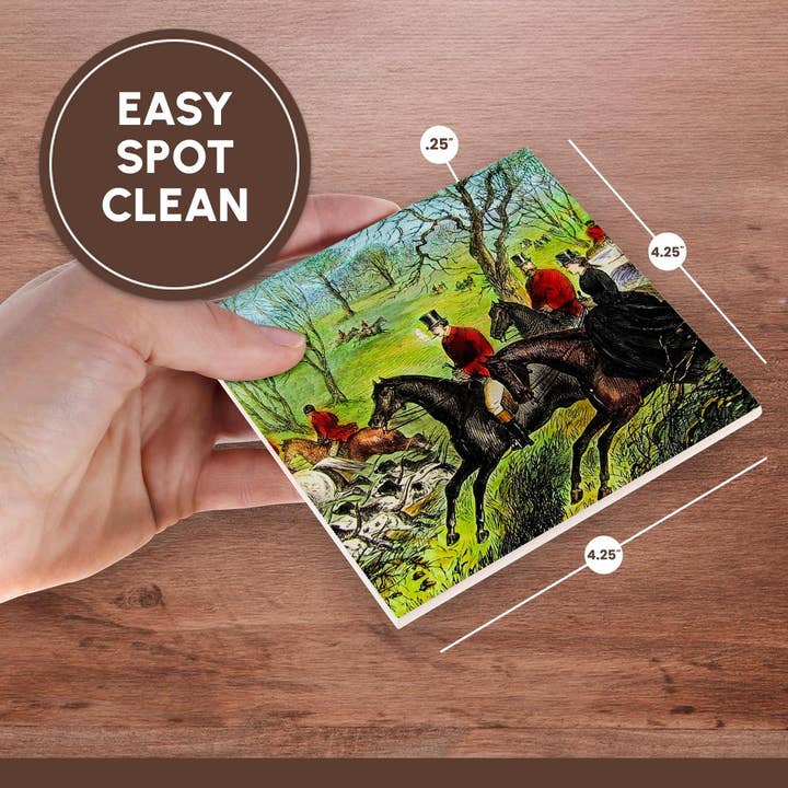 3dRose - Wholesale Coasters - 3dRose, Life of King Edward No. 26 The Fox Hunt Vintage Magic Lantern 1910, Coaster6