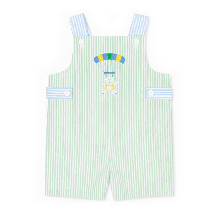 Seersucker Shortall With Parachute Bear for wholesale by Florence Eiseman
