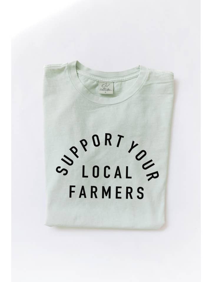 OAT COLLECTIVE - Wholesale Screen Printed T-Shirt - Women's - SUPPORT YOUR LOCAL FARMERS Mineral Washed Graphic Top6