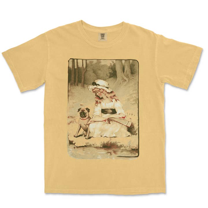 Leggere nel deserto Illustrazione vintage Ragazza e cane per la vendita all'ingrosso da parte di Unknown Arts