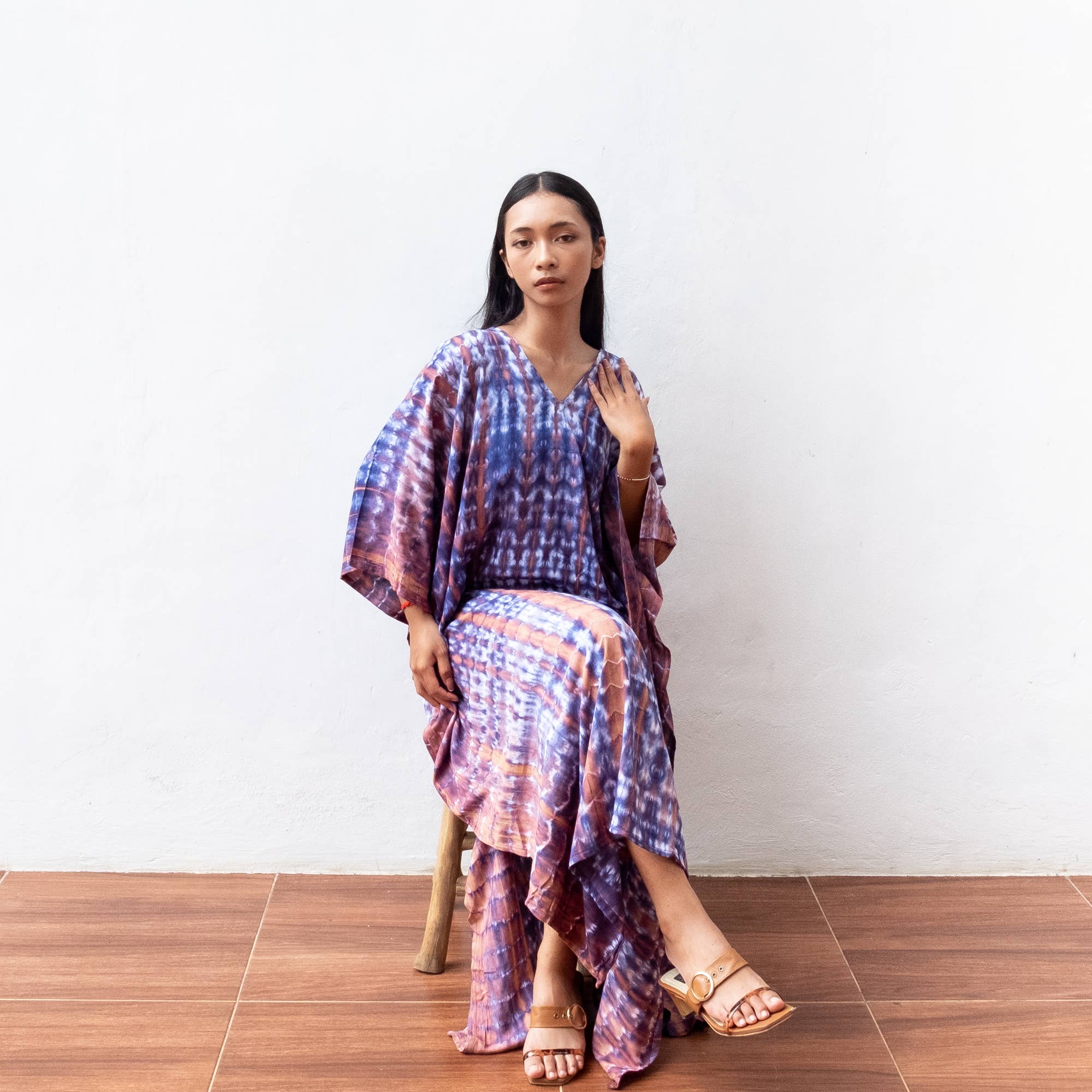 Bali Harvest - Wholesale Kaftan - Women's - Tie Dye Kaftan Dress (Indigo) - Sun Dress Beach Resort Wear4