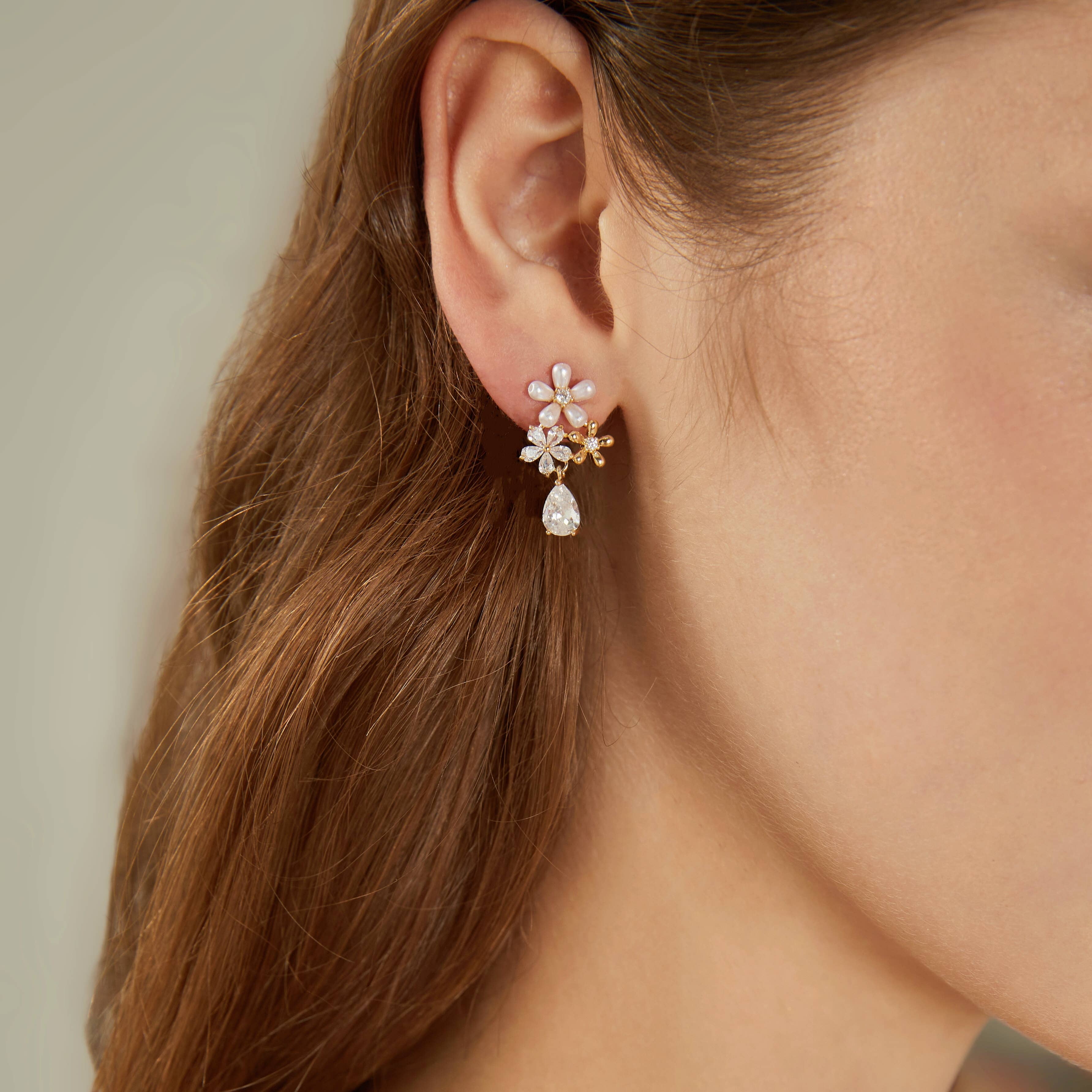 Drrtymagic - Wholesale Dangle Earrings - Freshwater Pearl Drop Earrings,Flower Pearl Dangle Earrings1