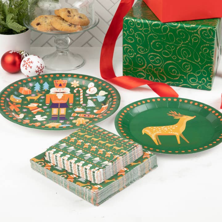 Fabuplates – Großhandel Einwegteller – Feliz Navidad Teller + Servietten | Kuratiertes Bündel-Option2