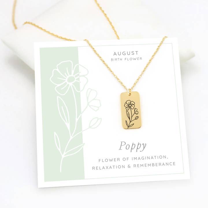 Collar con colgante de flor de nacimiento de amapola de agosto para venta al por mayor de Delezhen