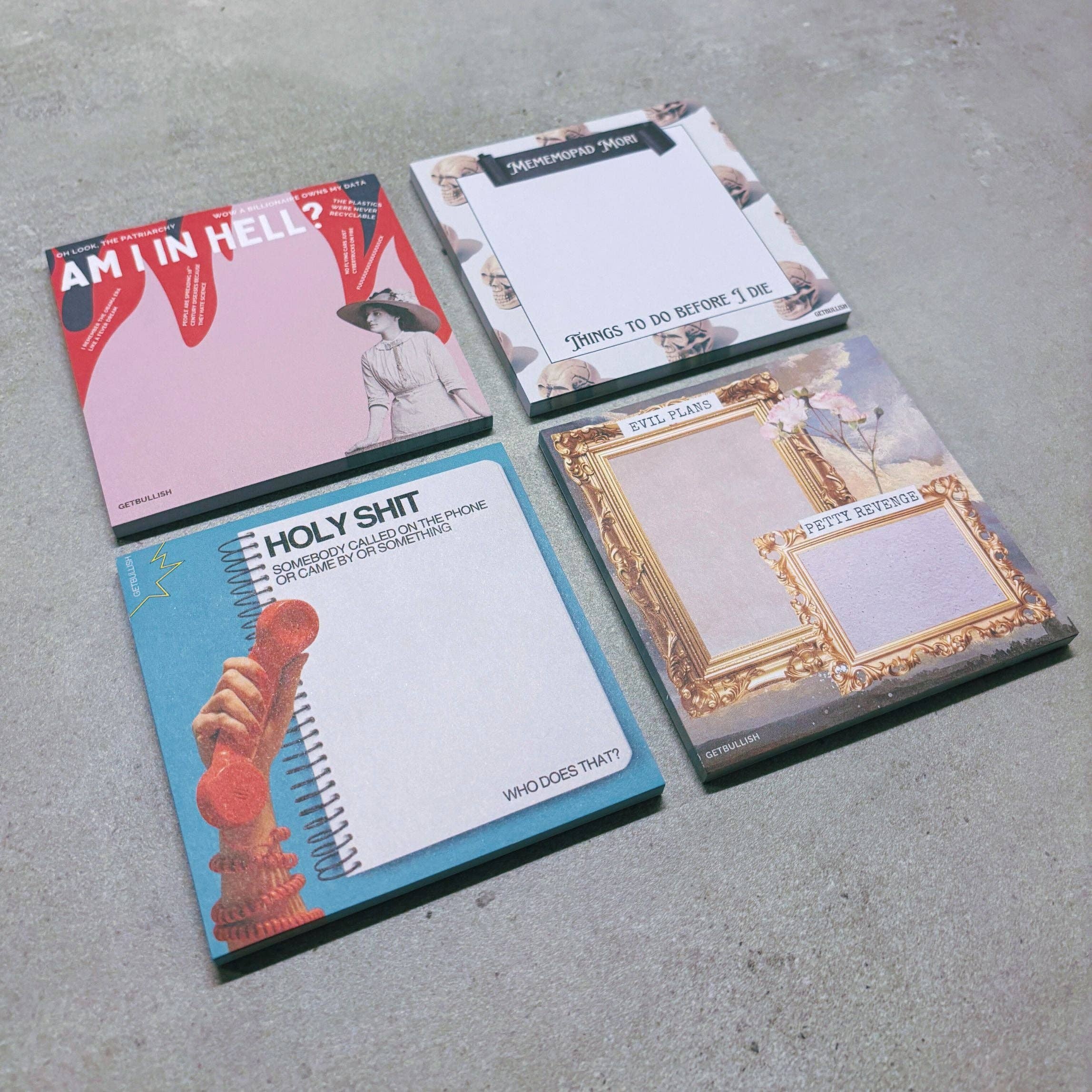 GetBullish - Wholesale Sticky Notes - Am I In Hell Jumbo Sticky Notes | Feminist 4" Retro Notepad11