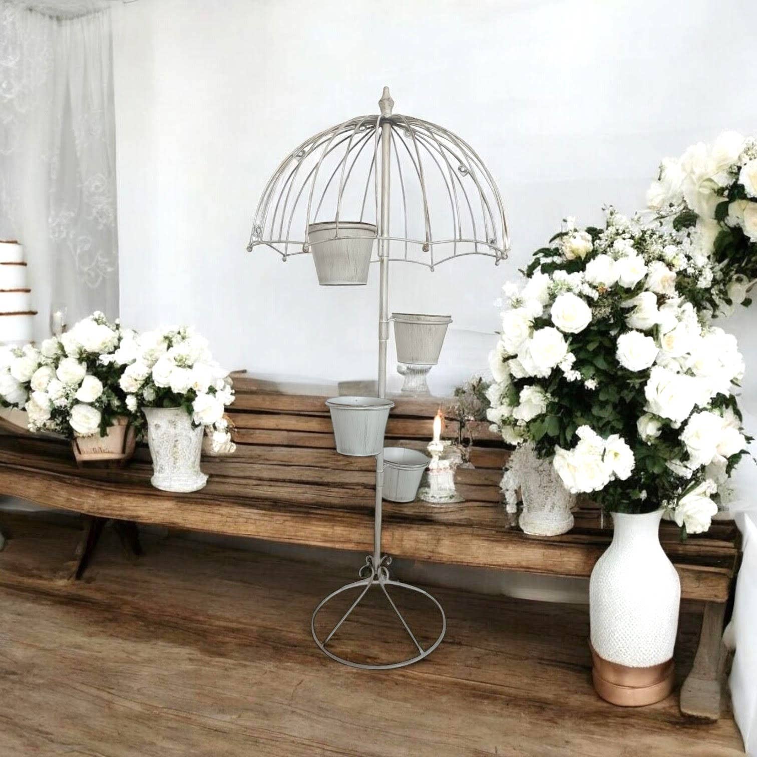 Minster Stylish Living Ltd - Vendita all'ingrosso Vasi per piante - Fioriera da Giardino in Metallo Crema 130 cm