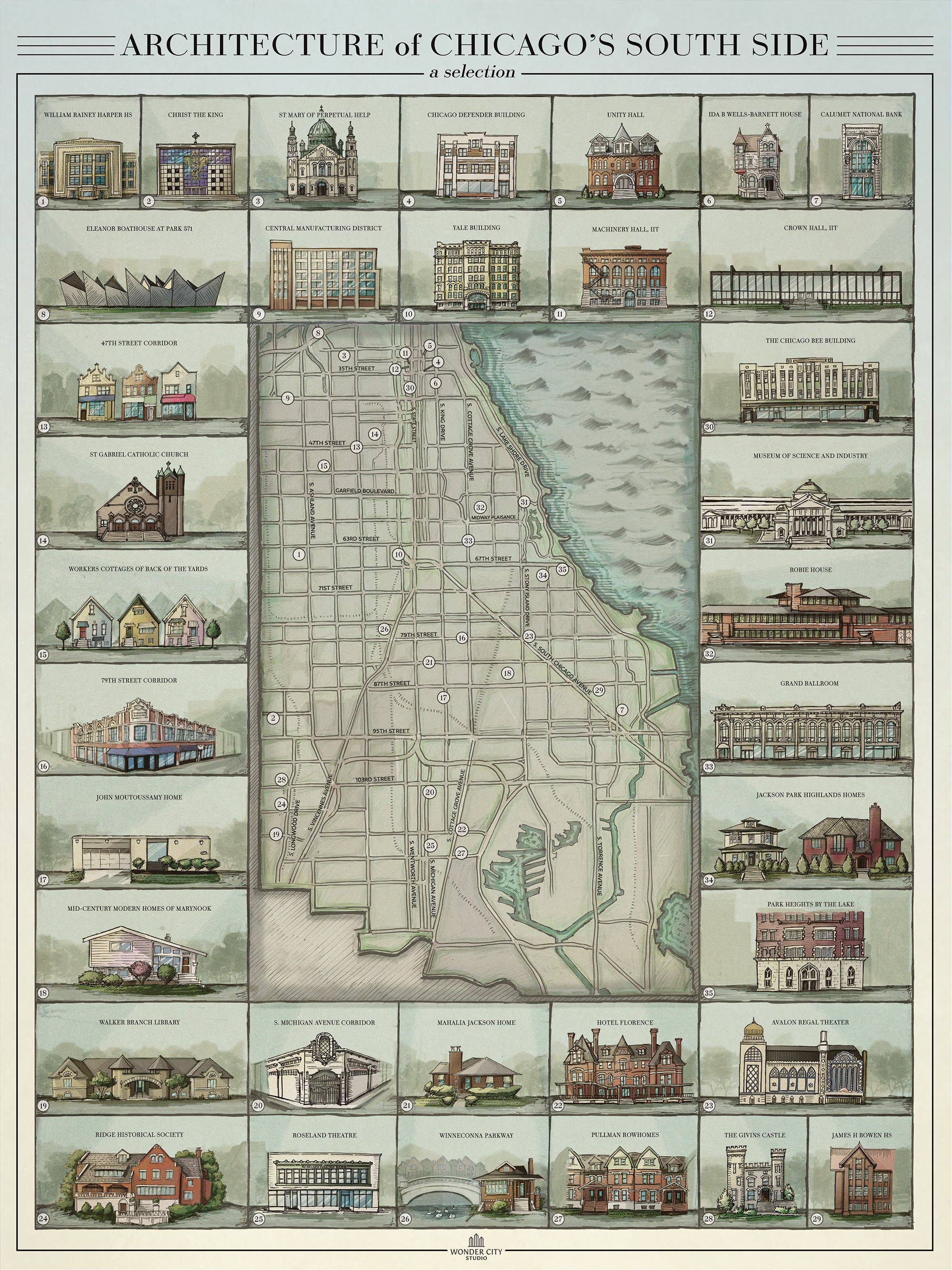 Wonder City Studio - Wholesale Art Print - Architecture Of Chicago's South Side3