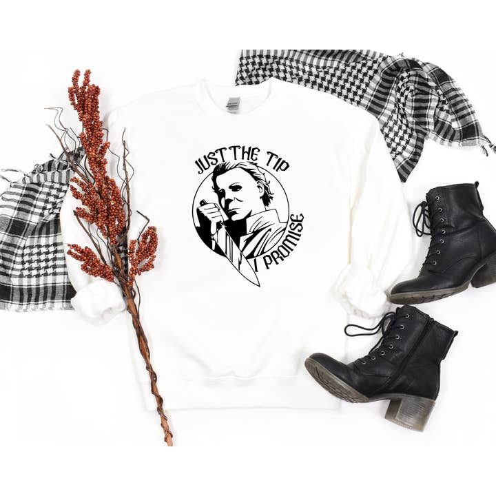 Wild Indigo – wholesale Sweatshirt med tryck - Dam – Michael Myers | Just the Tip Crewneck | Halloween Spooky