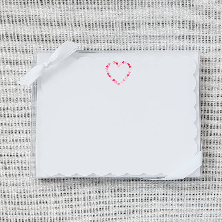 Heart - Scallop Flat Notecard - Set of 15 | Valentine for wholesale by So Thoughtful Gifts