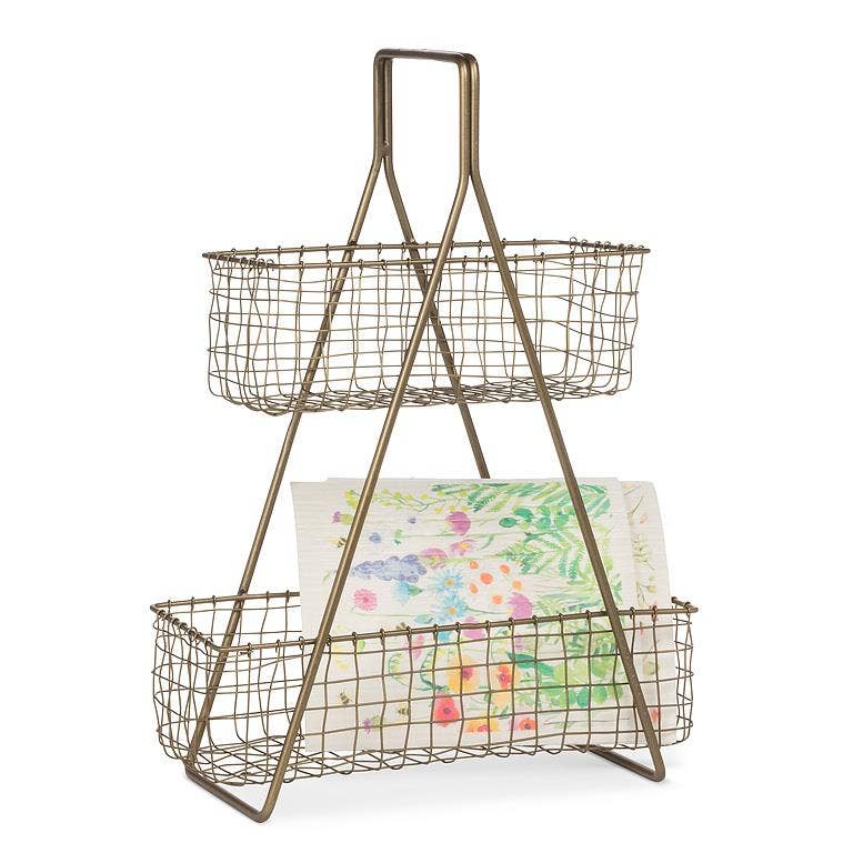 Abbott – Cesta por atacado – Estrutura de Pé com 2 Cestos-16,5"H2